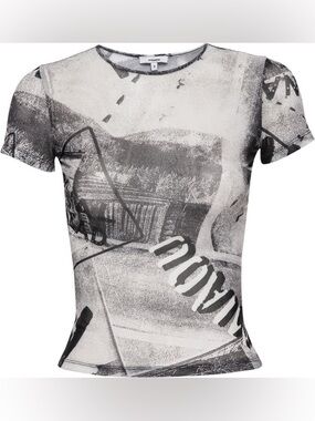 Miaou Mini Mesh Easy Rider T-Shirt in Black & White - M